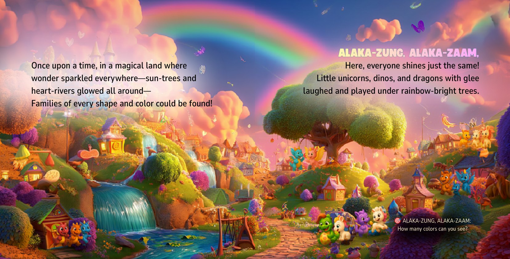 Opening spread: once upon a time in a magical land