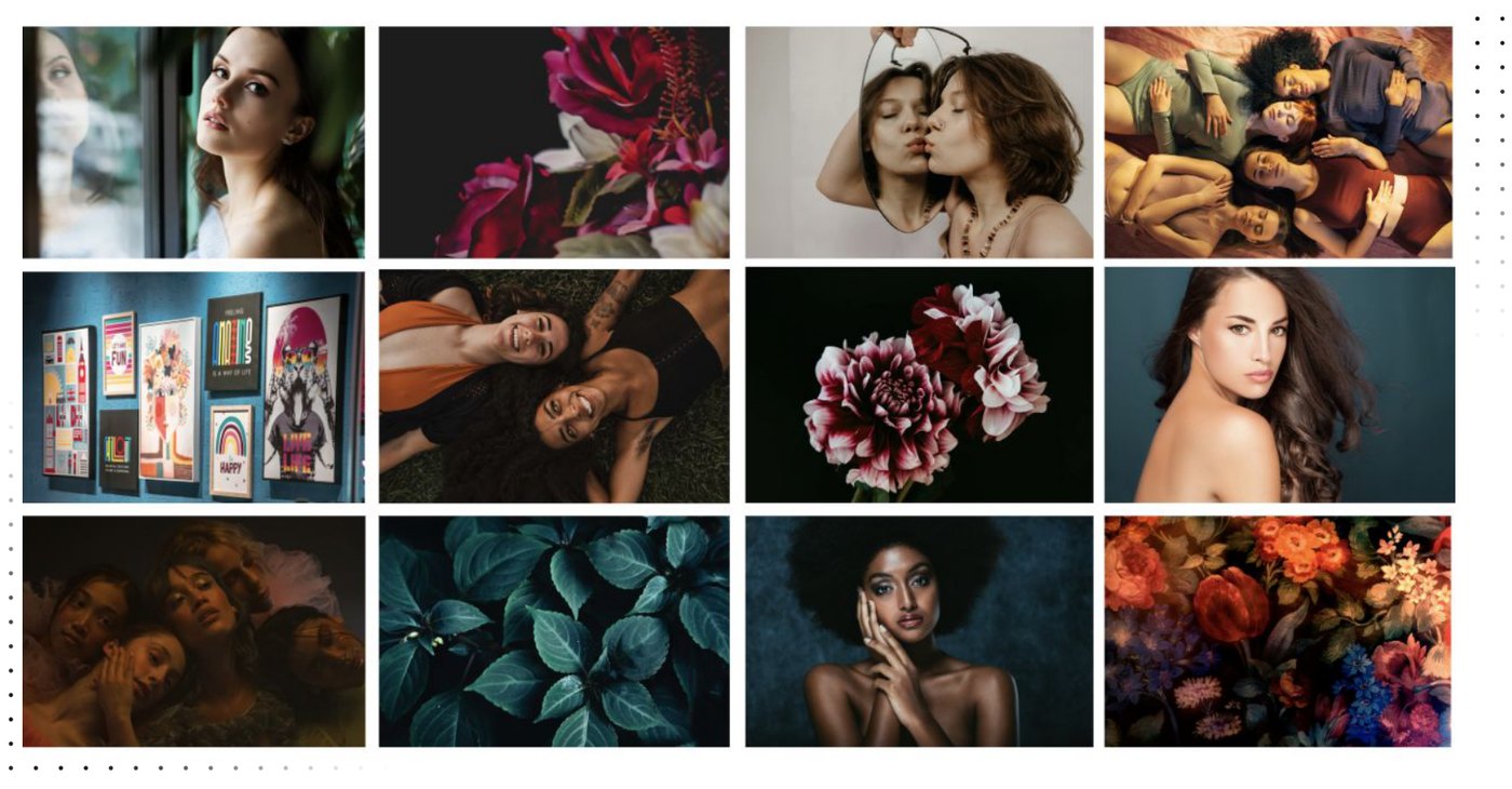 Social moodboard with twelve photographs
