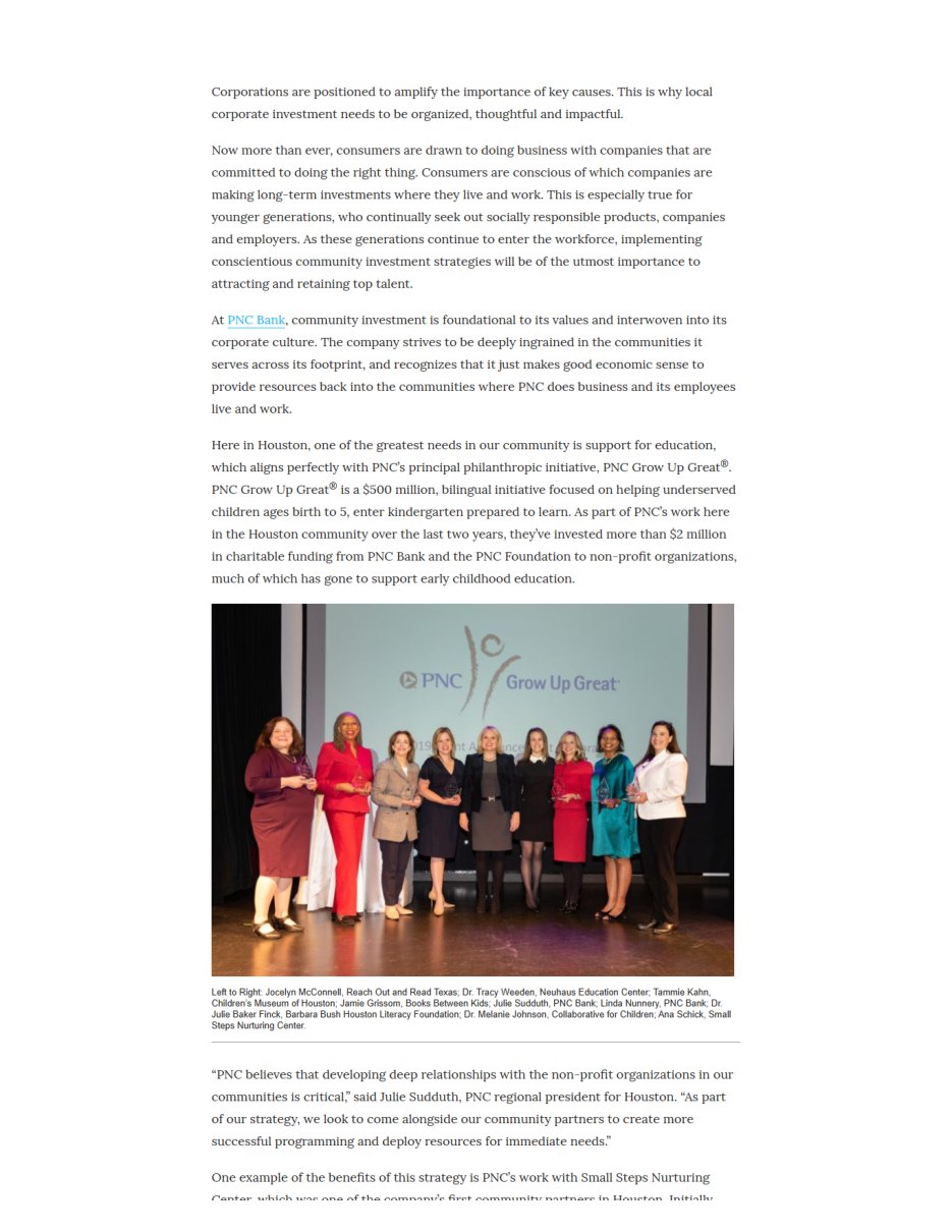 Second page of the community investment story