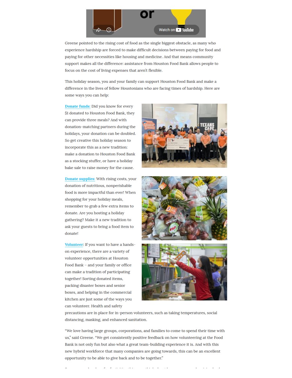 Second page of the giving season story with photographs